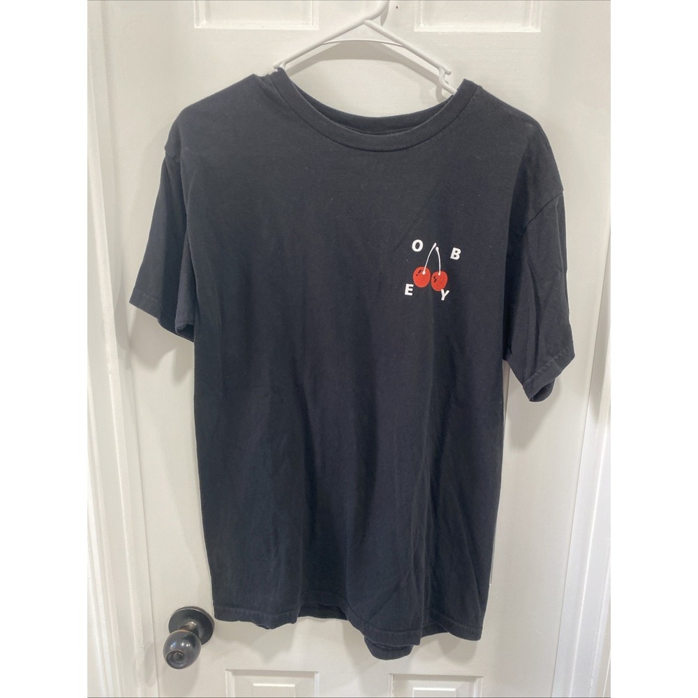 Obey Black T-shirt With Cherries Men's Medium